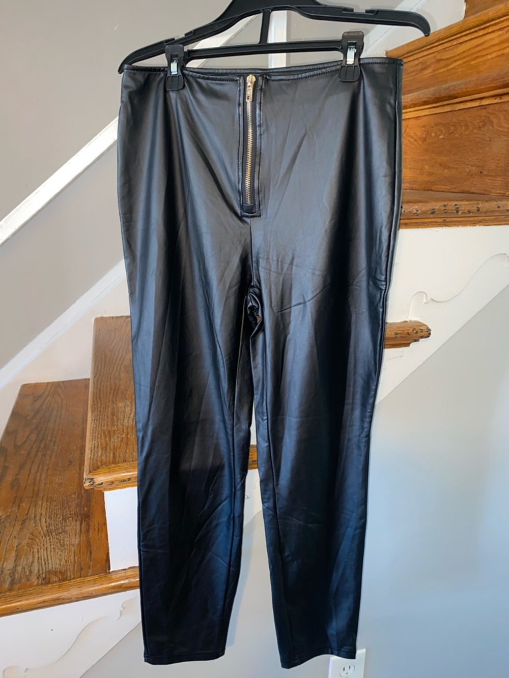 SHEIN Black Faux Leather Leggings size petite large